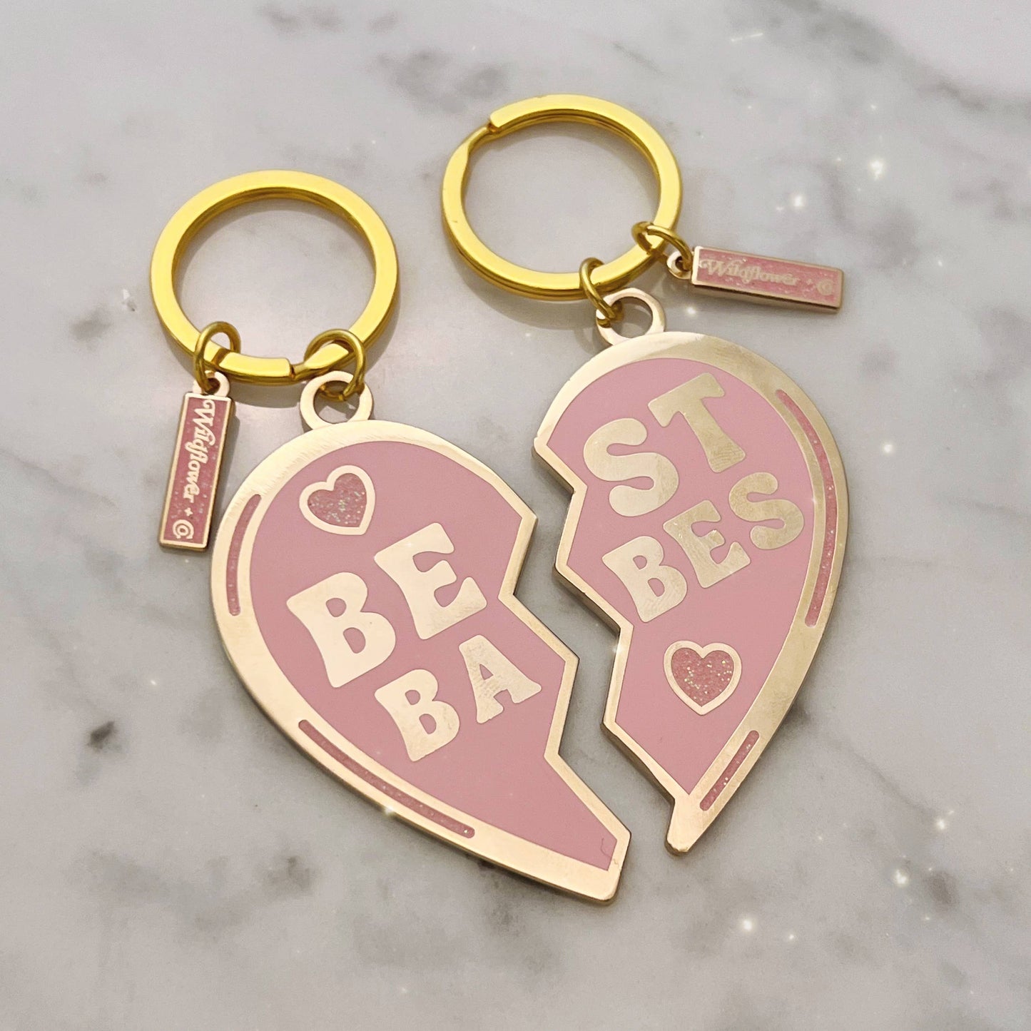Best Babes Split Heart Keychain