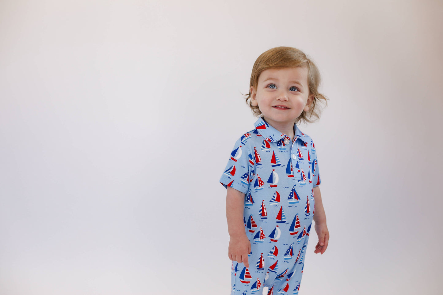 Sail Away Patriotic Short Sleeve Polo Romper