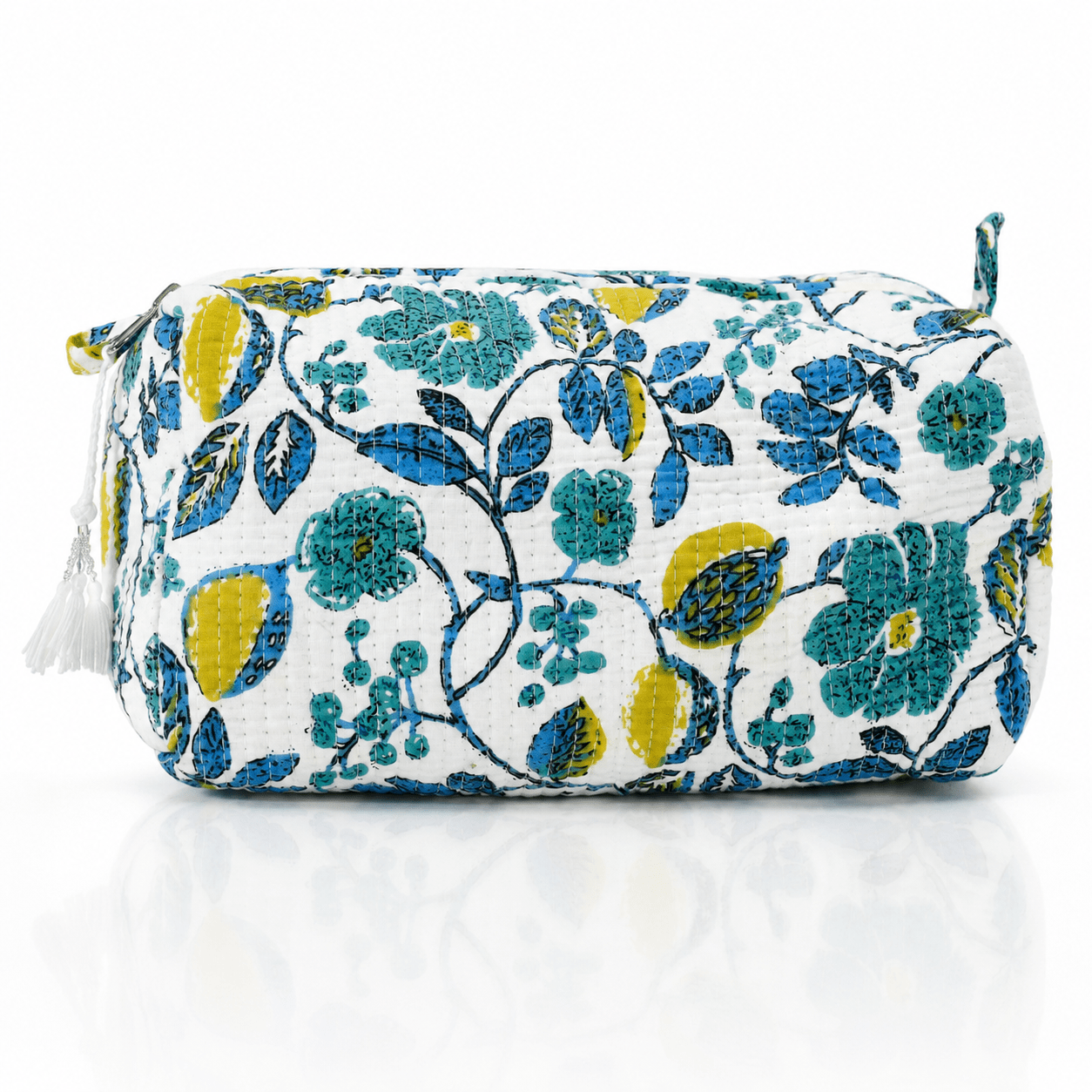 Blue Vine Cotton Quilted Cosmetic Set