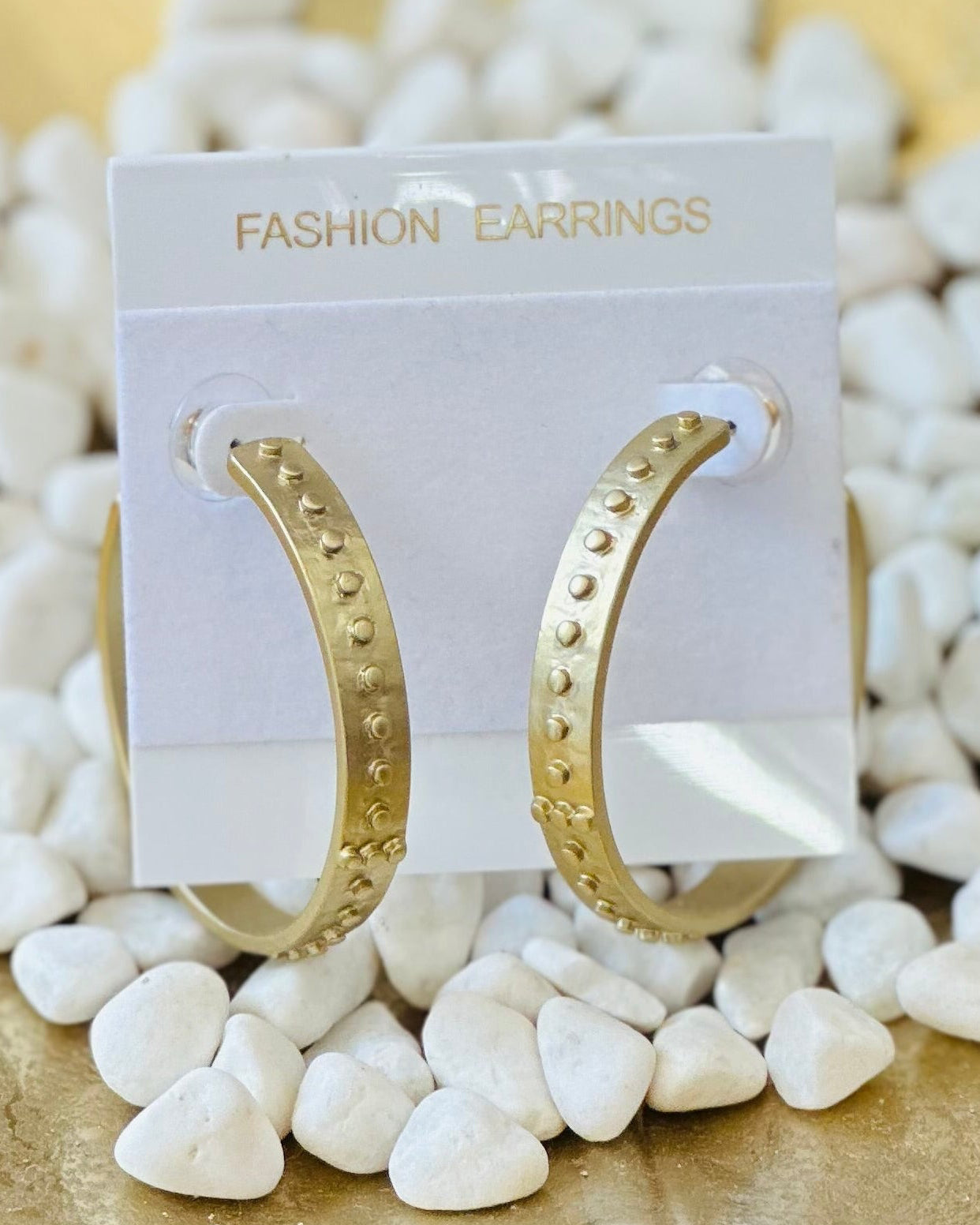 Everyday Gold-Tone Studded Hoop Earrings