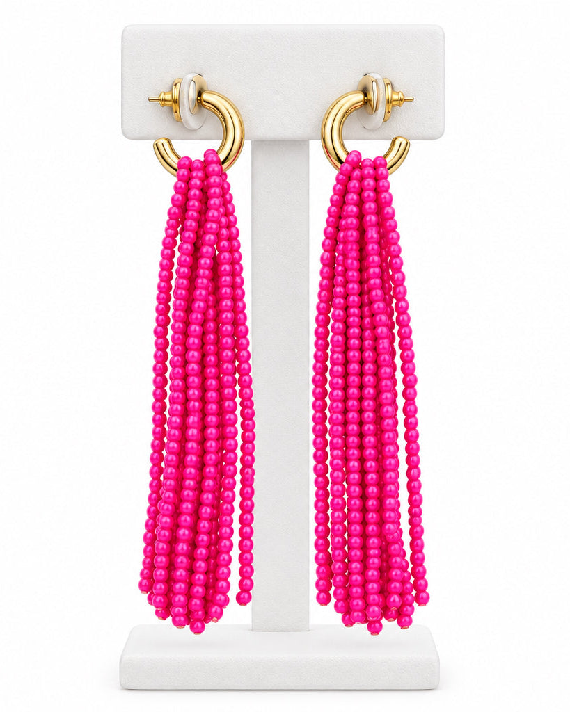 Paloma Fuchsia Cascading Bead Hoops