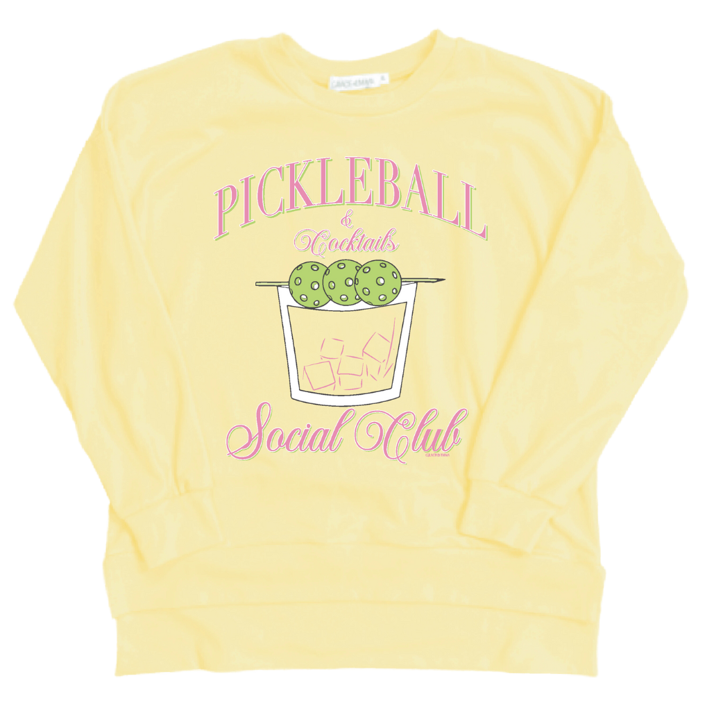 Curvy Pickleball & Cocktails Micro Fleece Crewneck