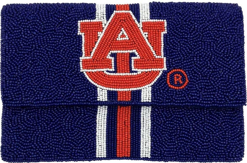 Navy Auburn Beaded Clutch Crossbody
