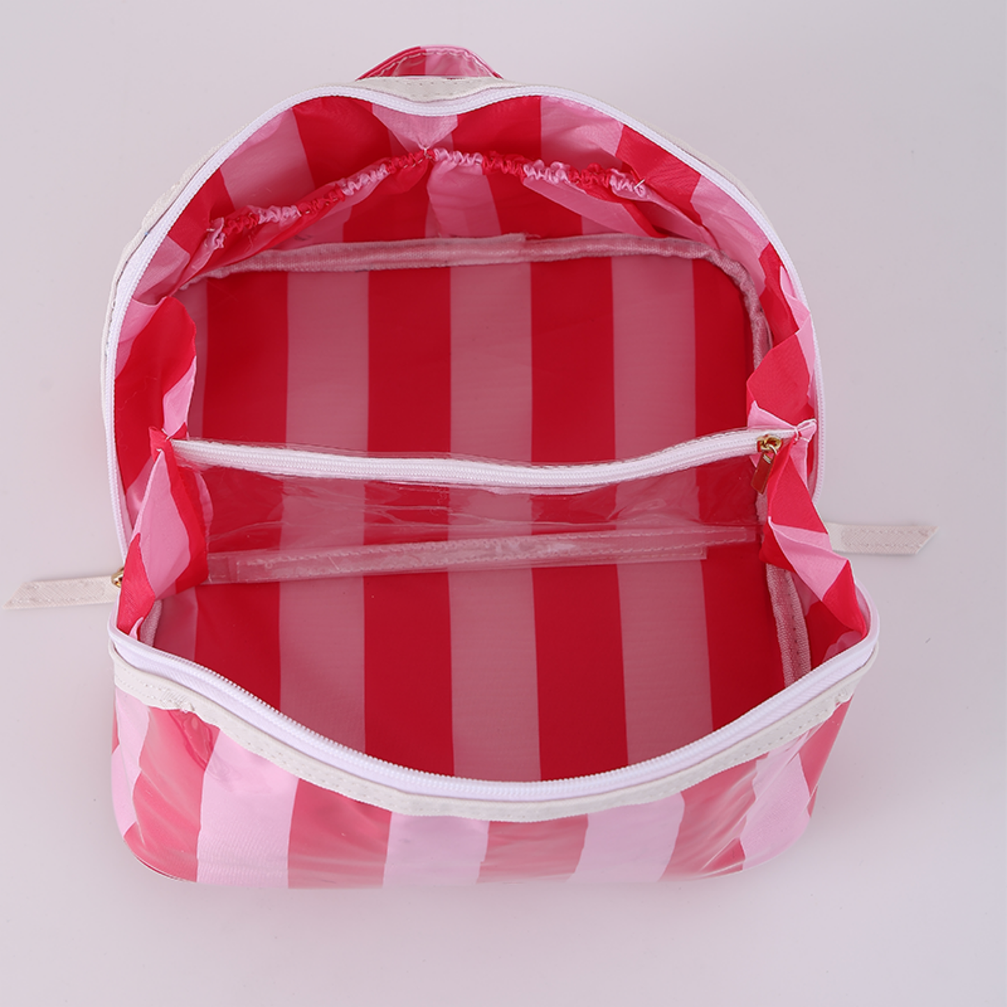 Pink Stripe Waterproof PVC Cosmetic Case