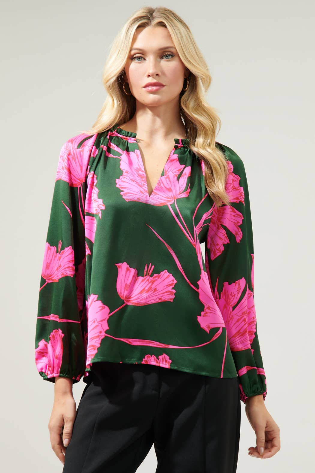 Eartha Floral Jovie Satin Blouse