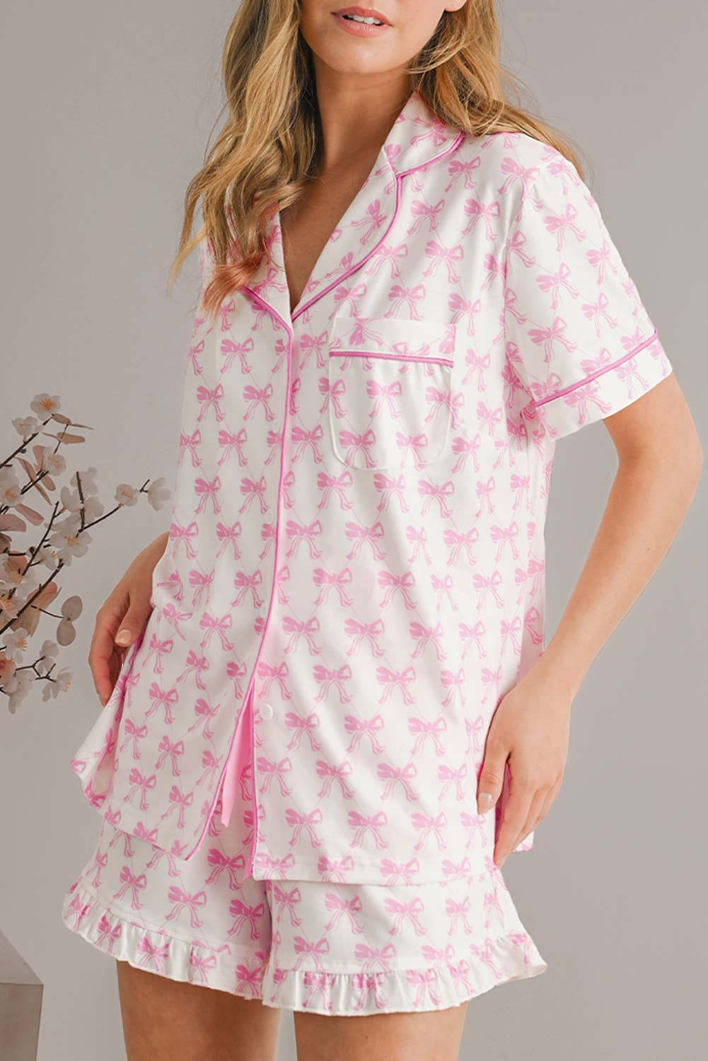 Bow Print Knot PJ Set