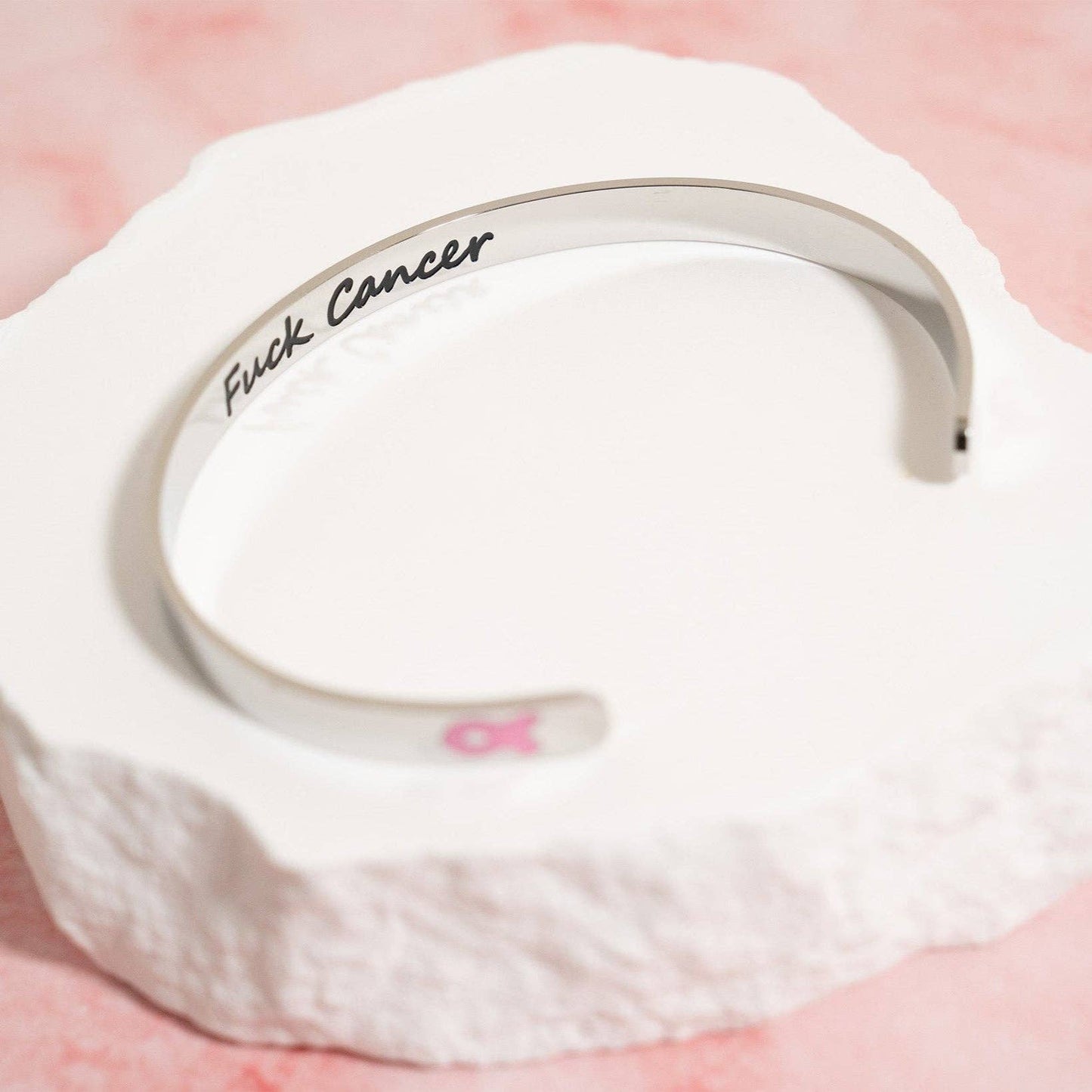 18K Gold PVD Stainless Steel Adjustable Bangle F*ck Cancer