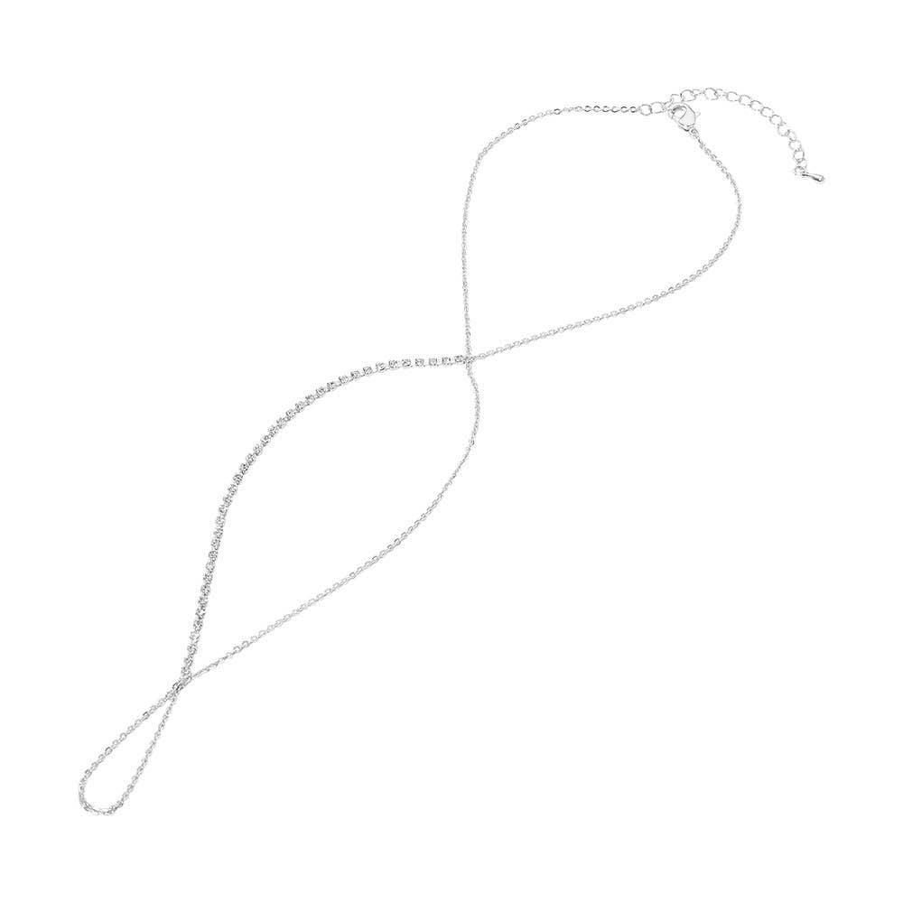 Rhinestone Accent Delicate Hand Chain Bracelet