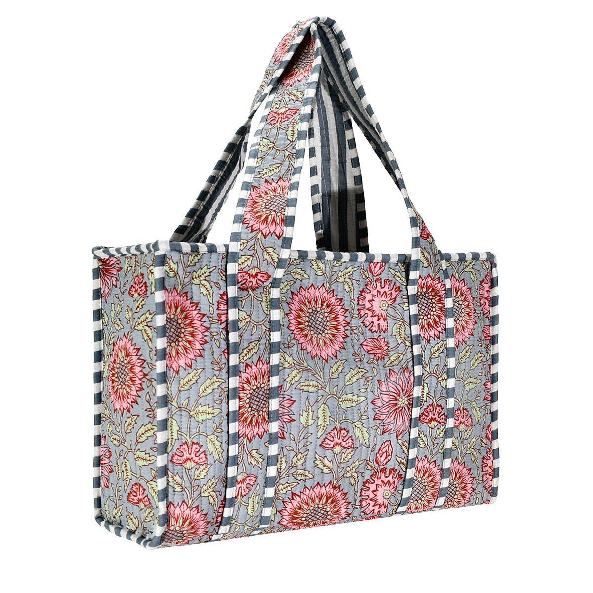 Cotton Gray Fall Floral Tote Bag- Small & Large
