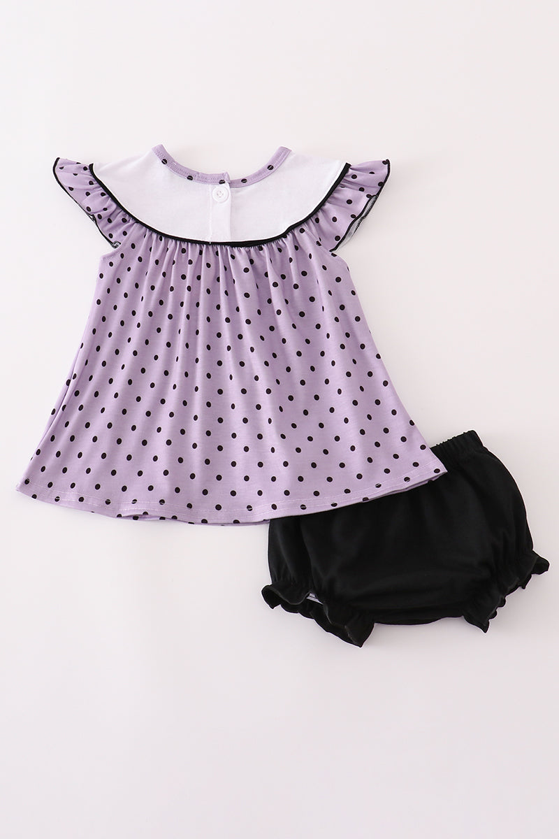 Halloween Witch Embroidery Bloomer Set