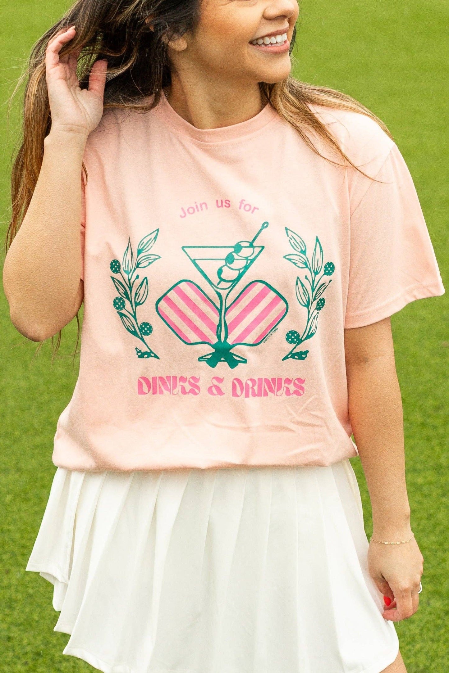 Dinks and Drinks Curvy Pink Tee Shirt
