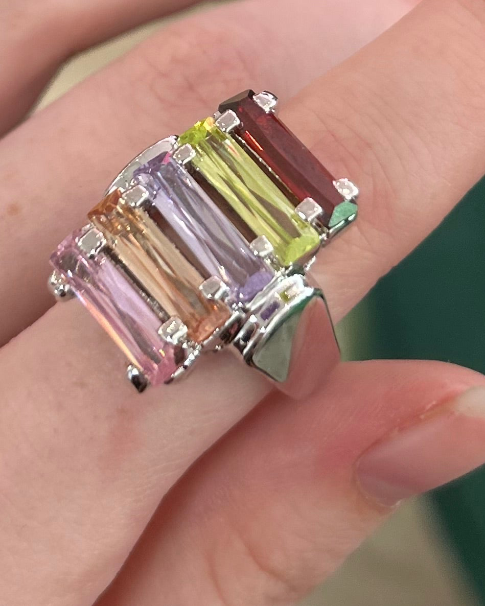 Watercolor Horizon Baguette Ring