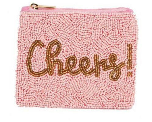Beaded Pink Cheers Coin Bag