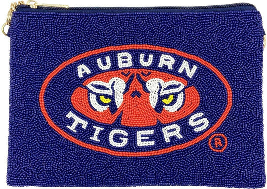 Auburn Tigers Zipper Beaded Crossbody Bag