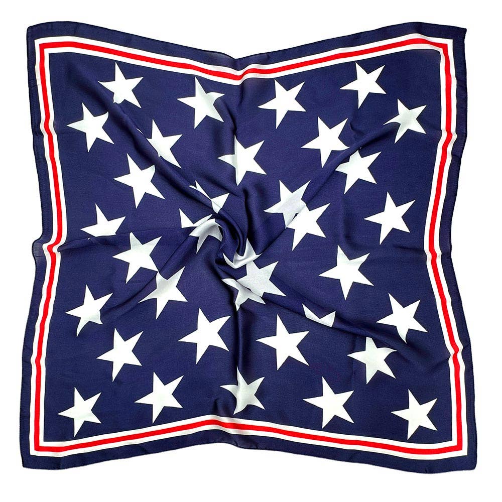 Patriotic Big Star Pattern Print Square Scarf