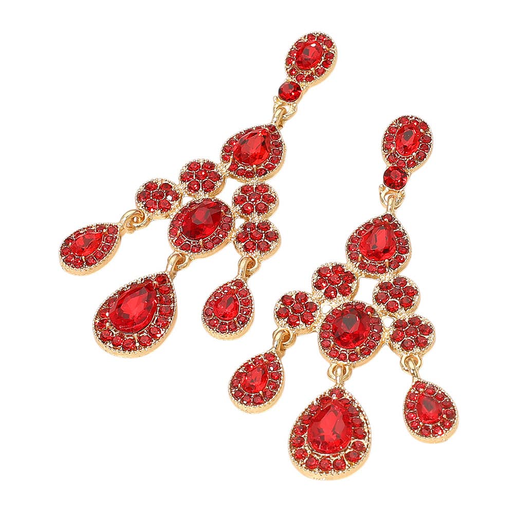 Teardrop Cluster Chandelier Drop Evening Earrings