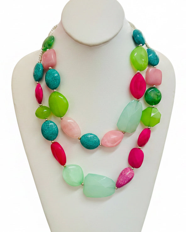 Riviera Tropical Resin Bib Necklace & Earrings