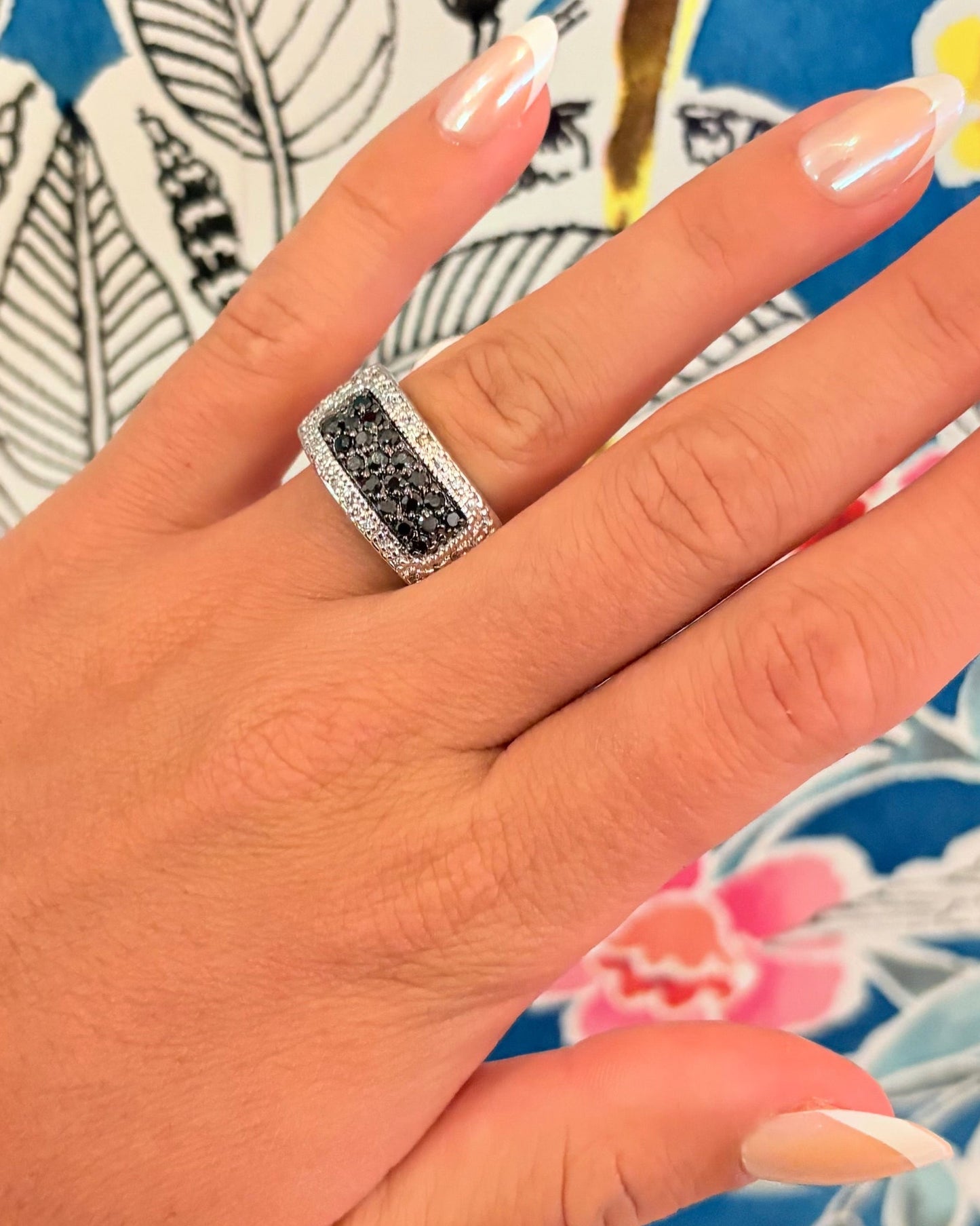 Vintage Black & White Pavé Statement Band