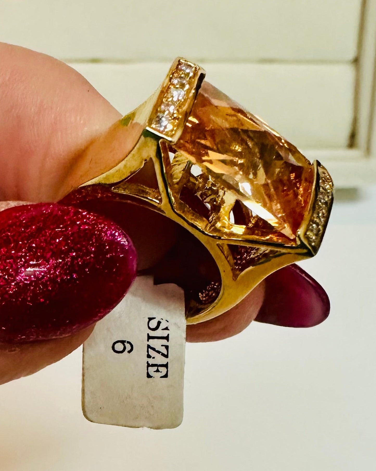 Vintage East-West Champagne Cocktail Ring