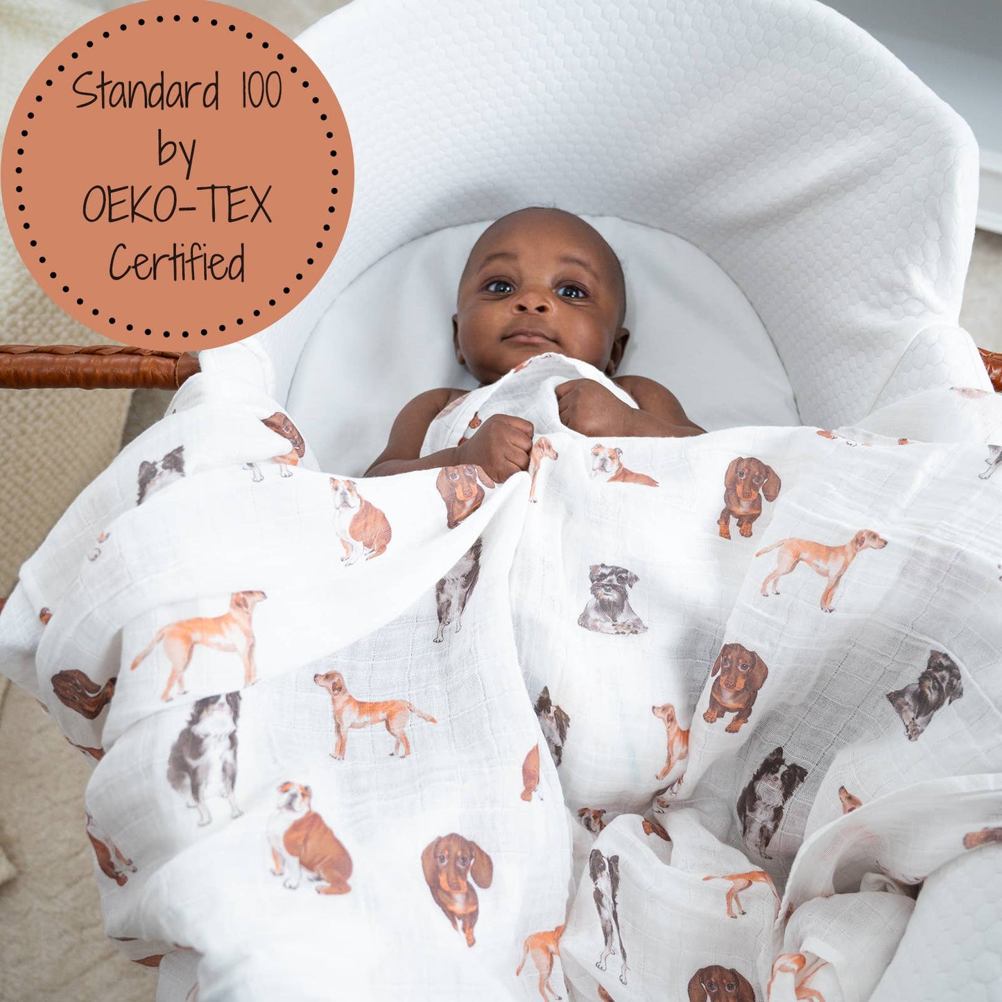 Adorable Dog Print Baby Muslin Swaddle Blanket