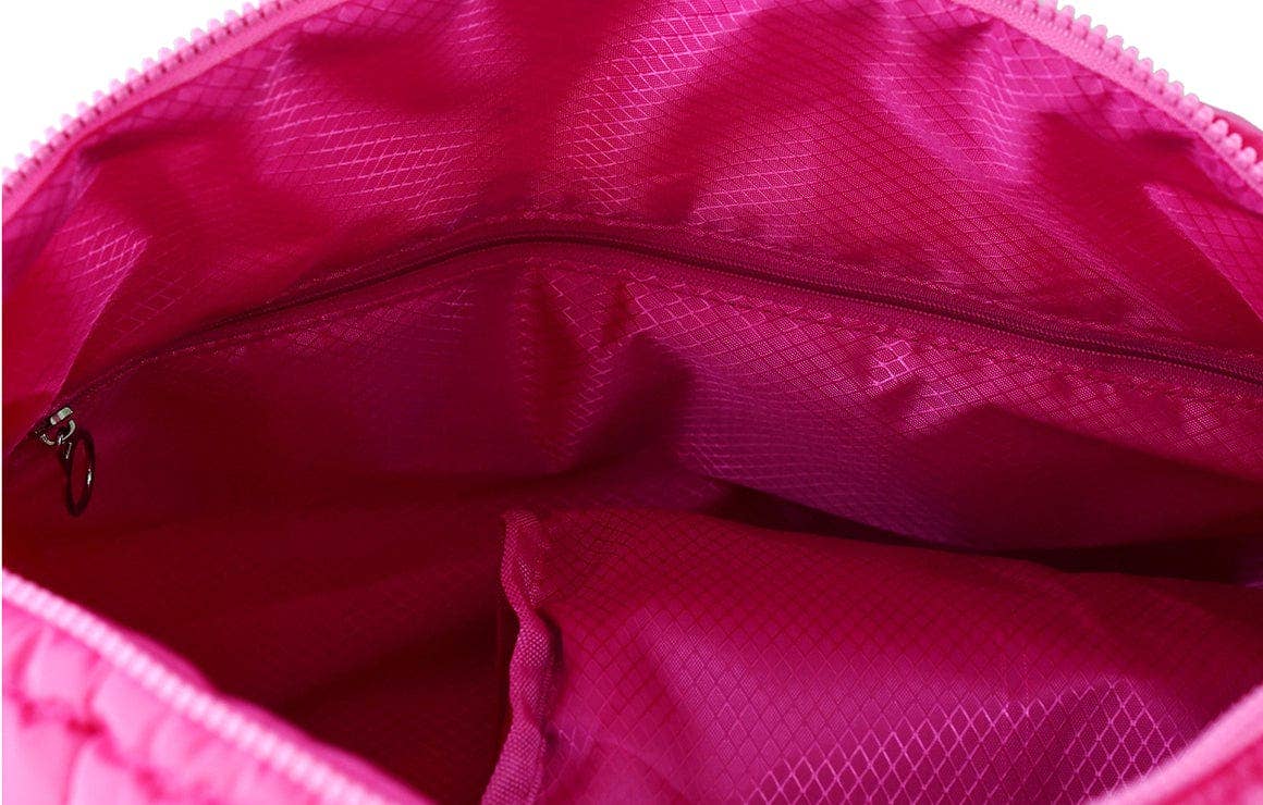 Pink Quilted Puffer Weekender
