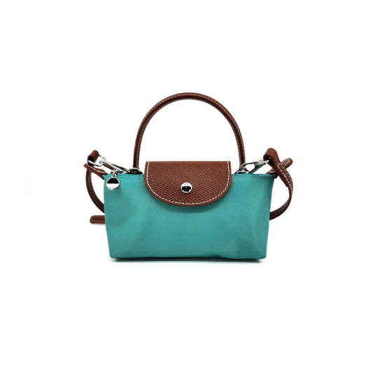 Teal Nylon Mini Flap Crossbody Bag