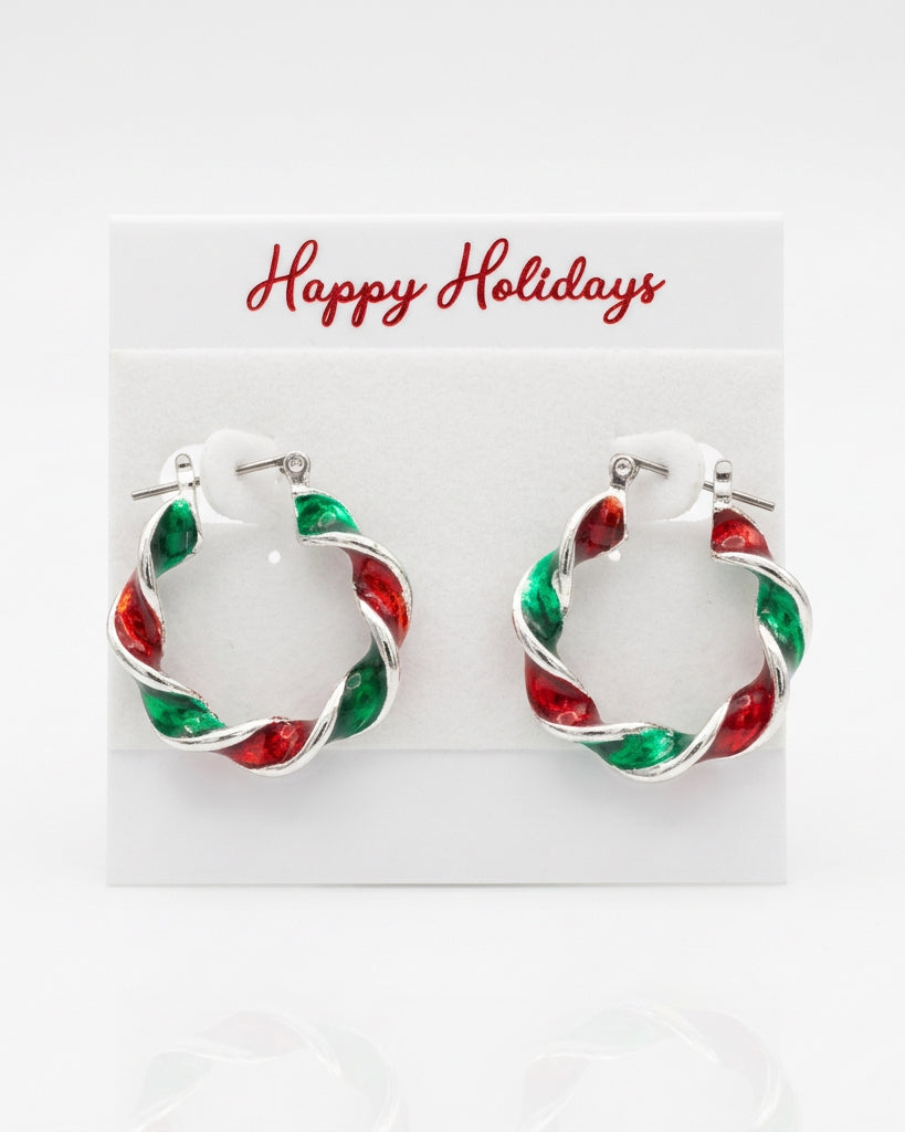 The Festive Twist Candy Cane Hoop Earrings