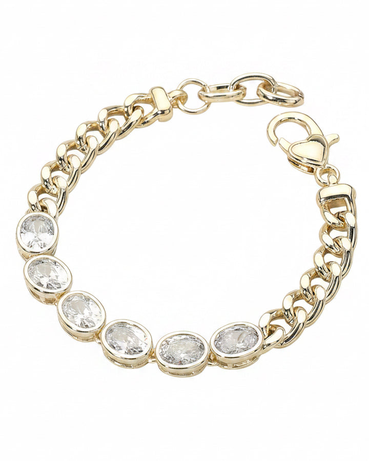 Gold Stone Station Chain Bracelet