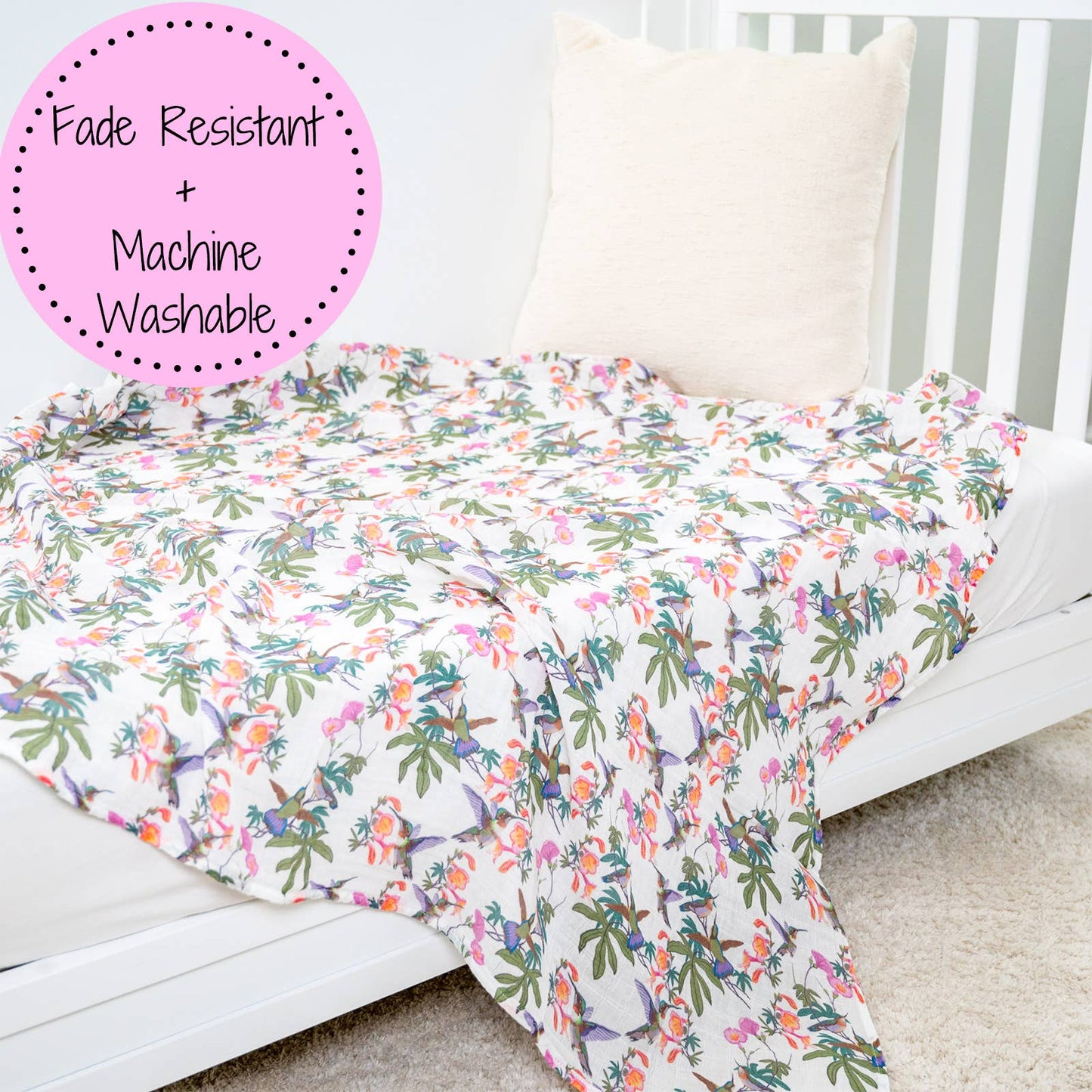 Hum Along Hummingbird Baby Muslin Swaddle Blanket