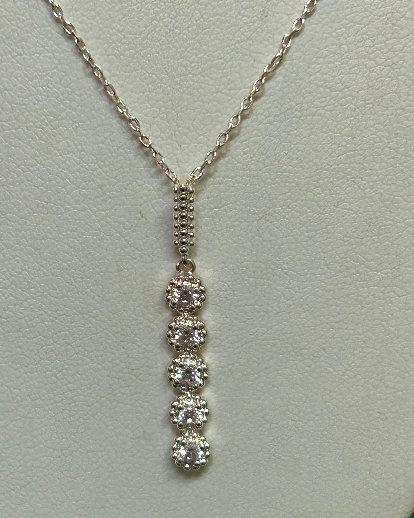 Stellar Linear Drop CZ Pendant Necklace