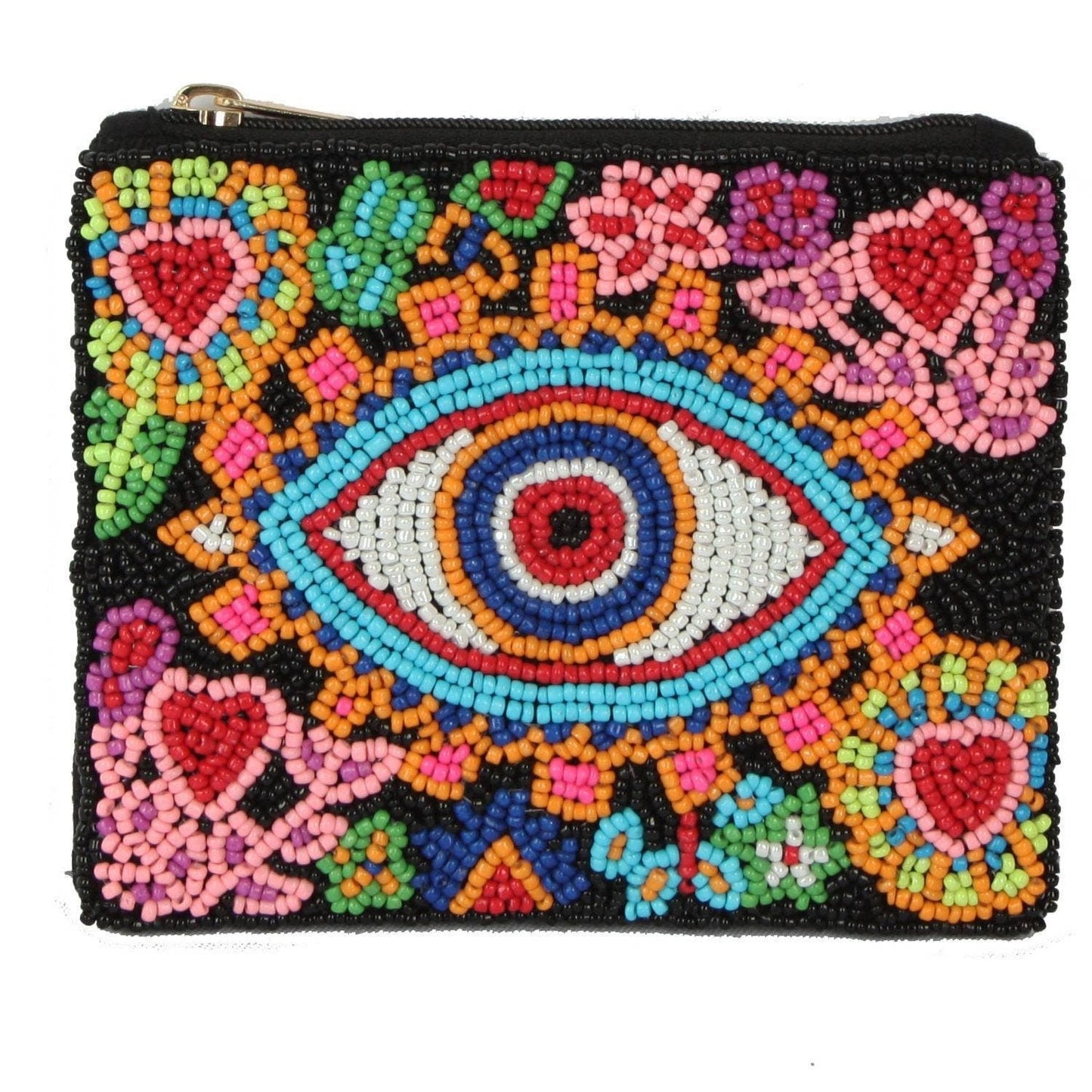 Beaded Eye & Hearts Coin Purse