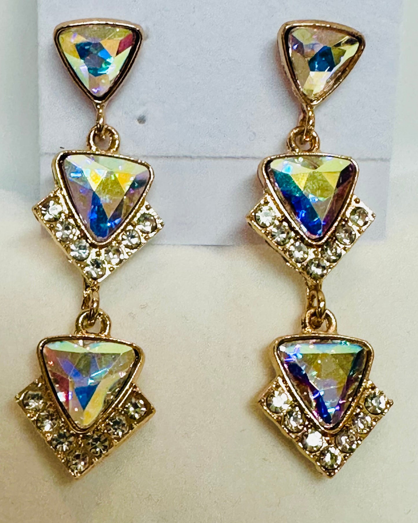 Cushion Cut AB Drop Earrings
