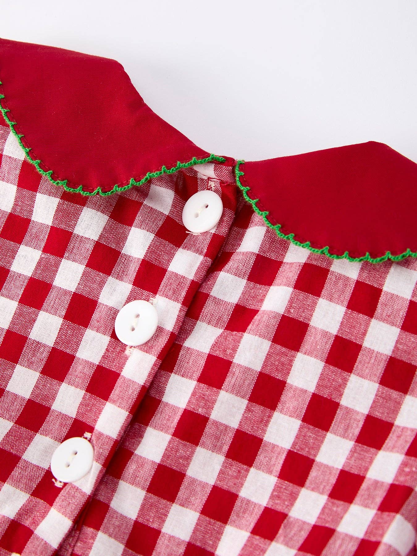 Red Plaid Holiday Dress with Tree Bow Accents