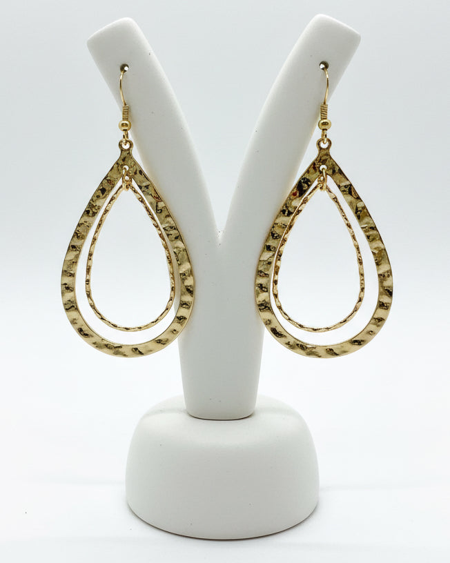 Aurelia Hammered Double Teardrop Earrings