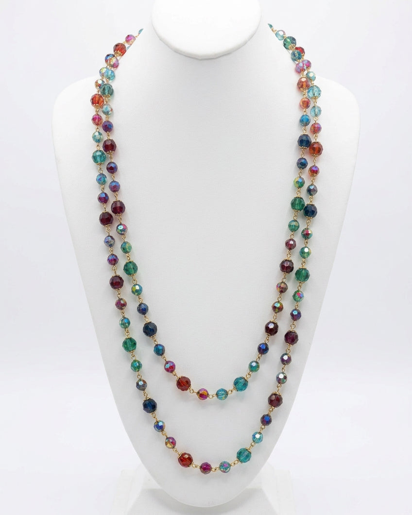 Vintage Kaleidoscope Jewel Layered Station Necklace