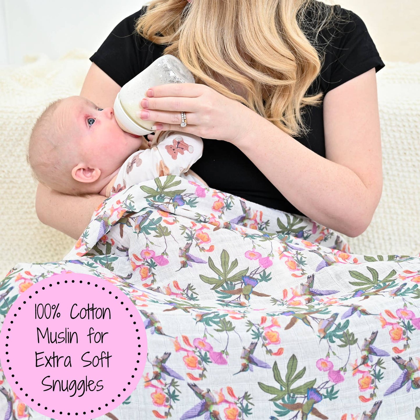 Hum Along Hummingbird Baby Muslin Swaddle Blanket