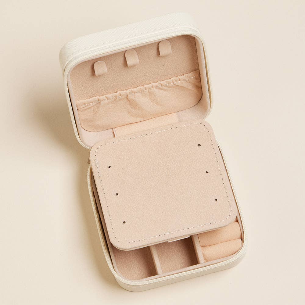 Pink Flower Portable Square Jewelry Box