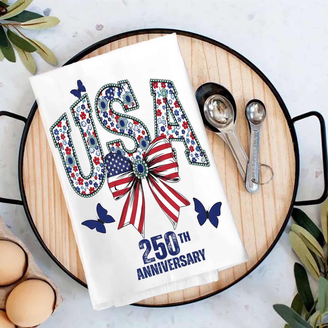 Columbus USA 250 Anniversary America Tea Towel