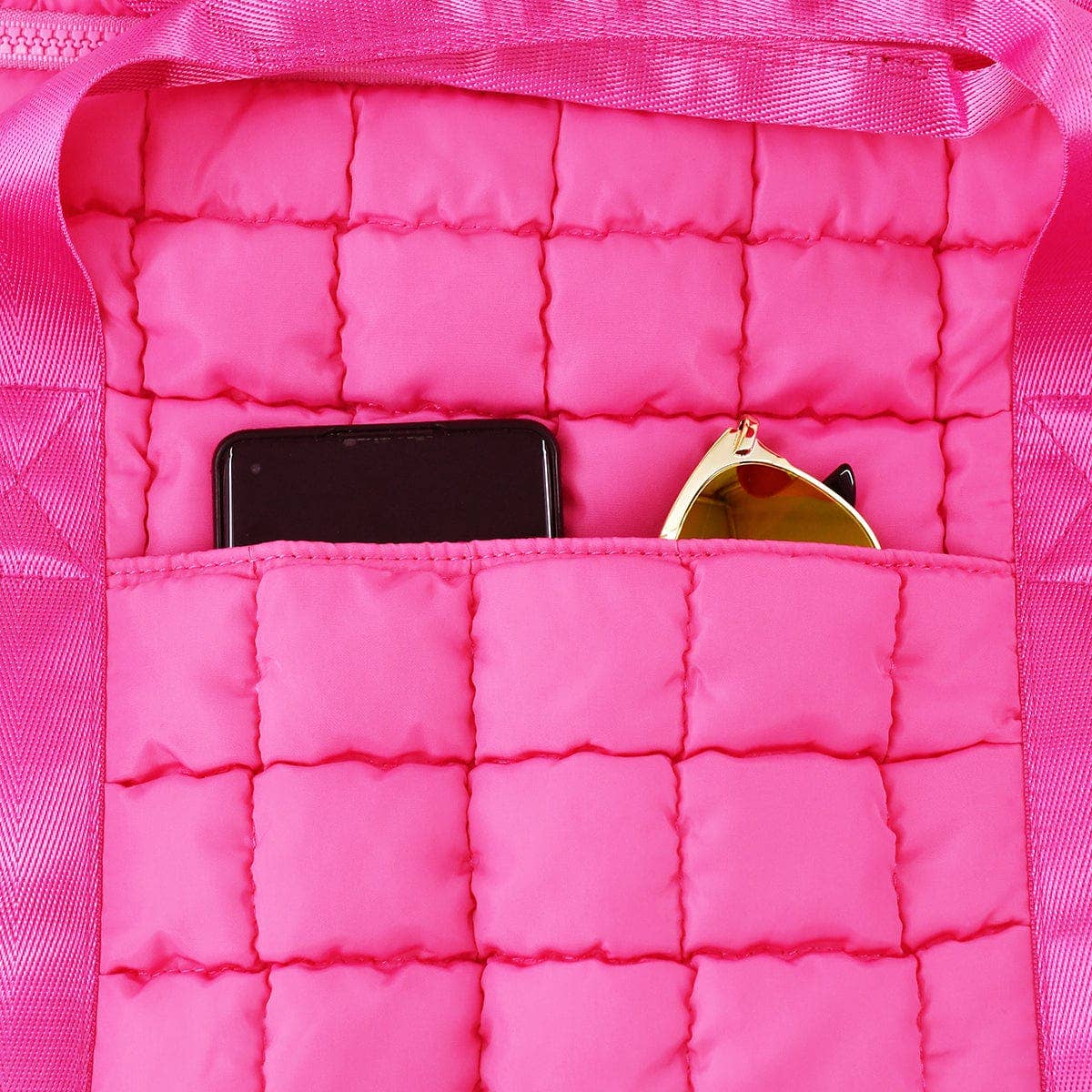 Pink Quilted Puffer Weekender
