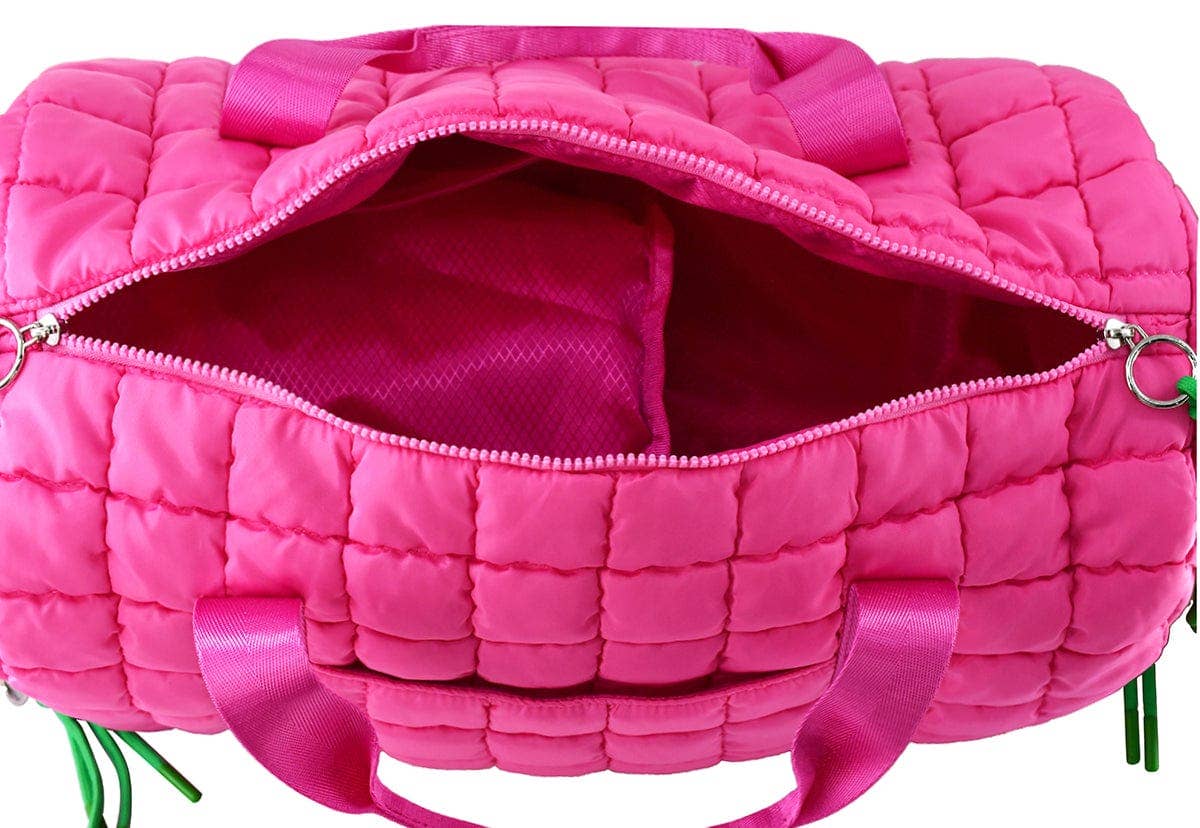 Pink Quilted Puffer Weekender