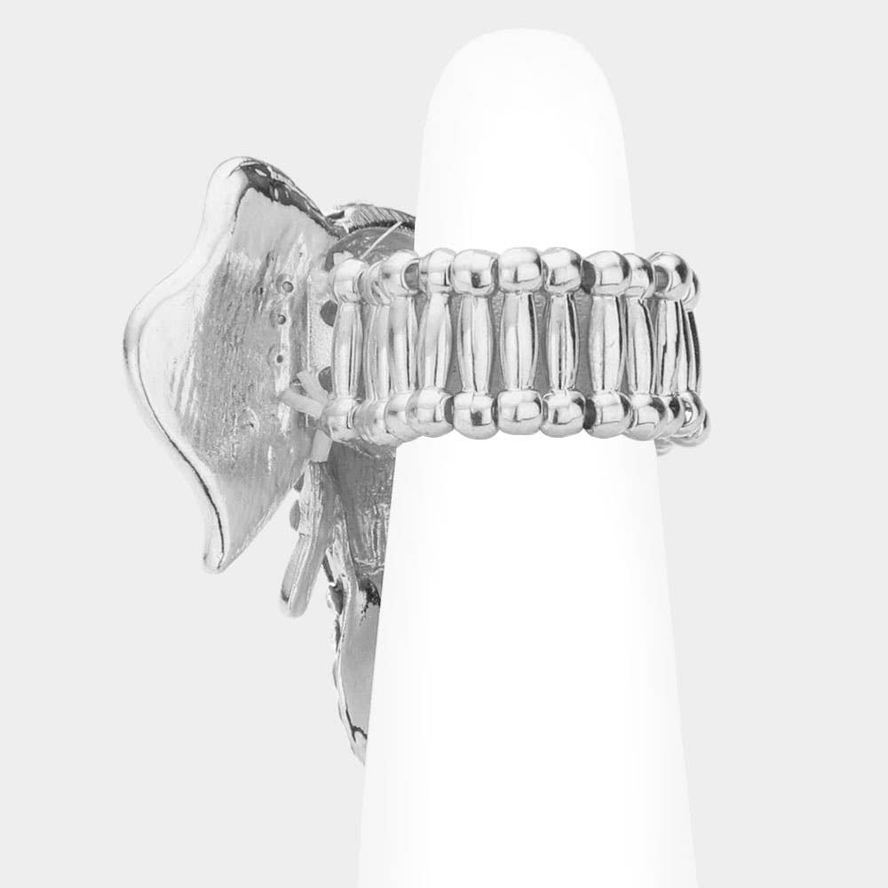 Stone Embellished Elephant Stretch Ring