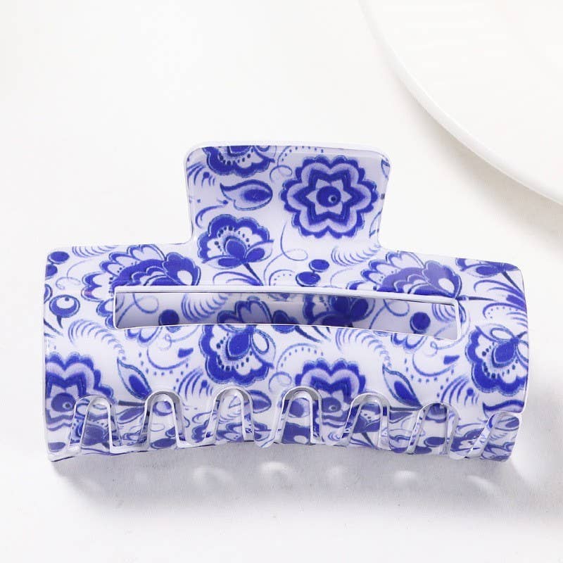 Vintage Porcelain Blue Claw Clips
