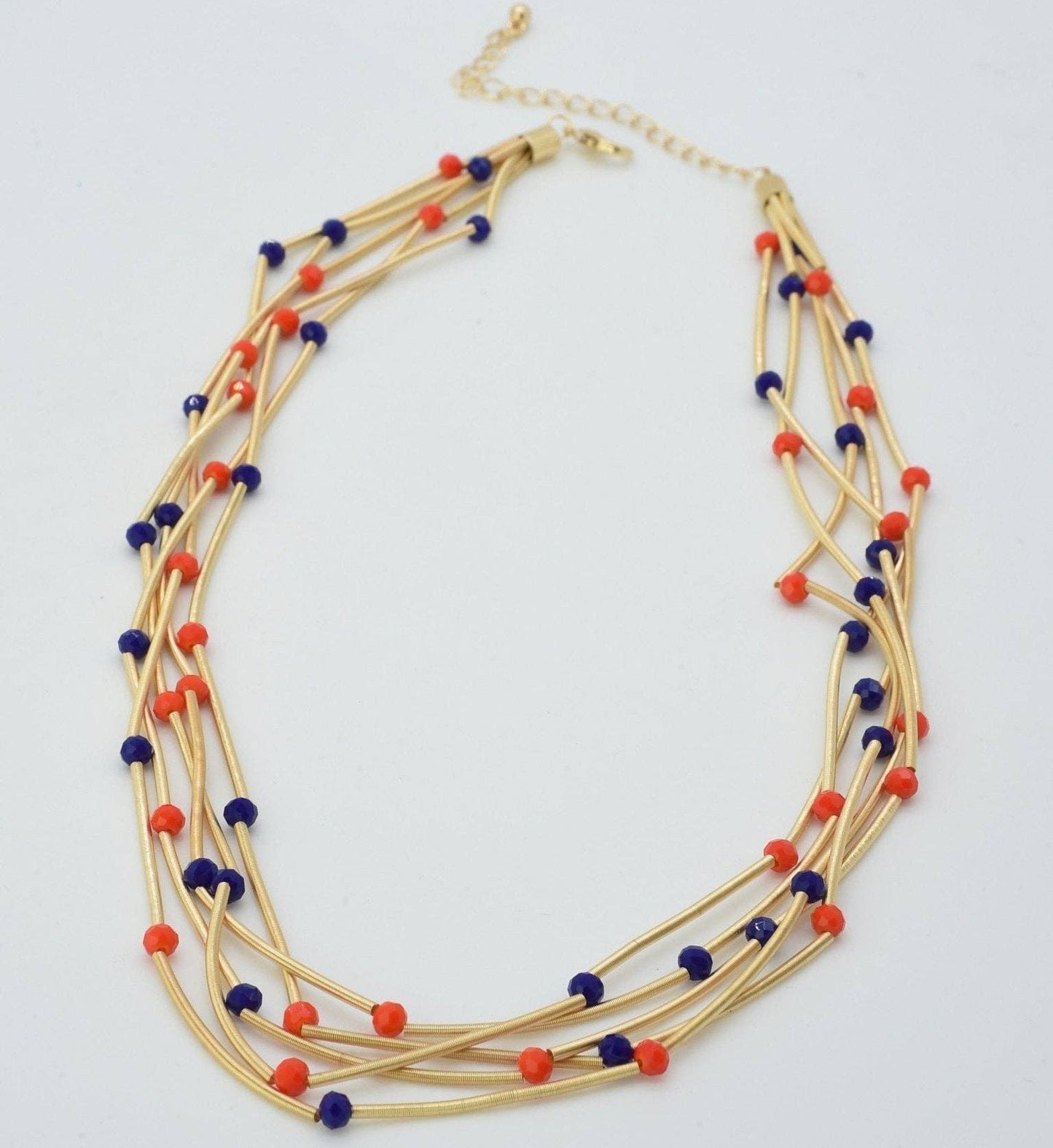 Game Day Orange & Navy Multi Strand Necklace