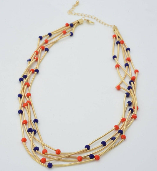 Game Day Orange & Navy Multi Strand Necklace