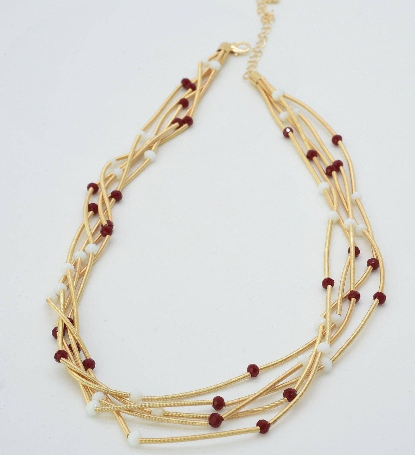 Game Day Crimson & White Multi Strand Necklace