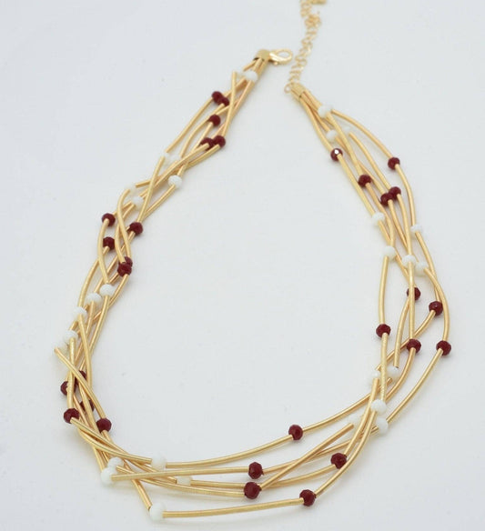 Game Day Crimson & White Multi Strand Necklace