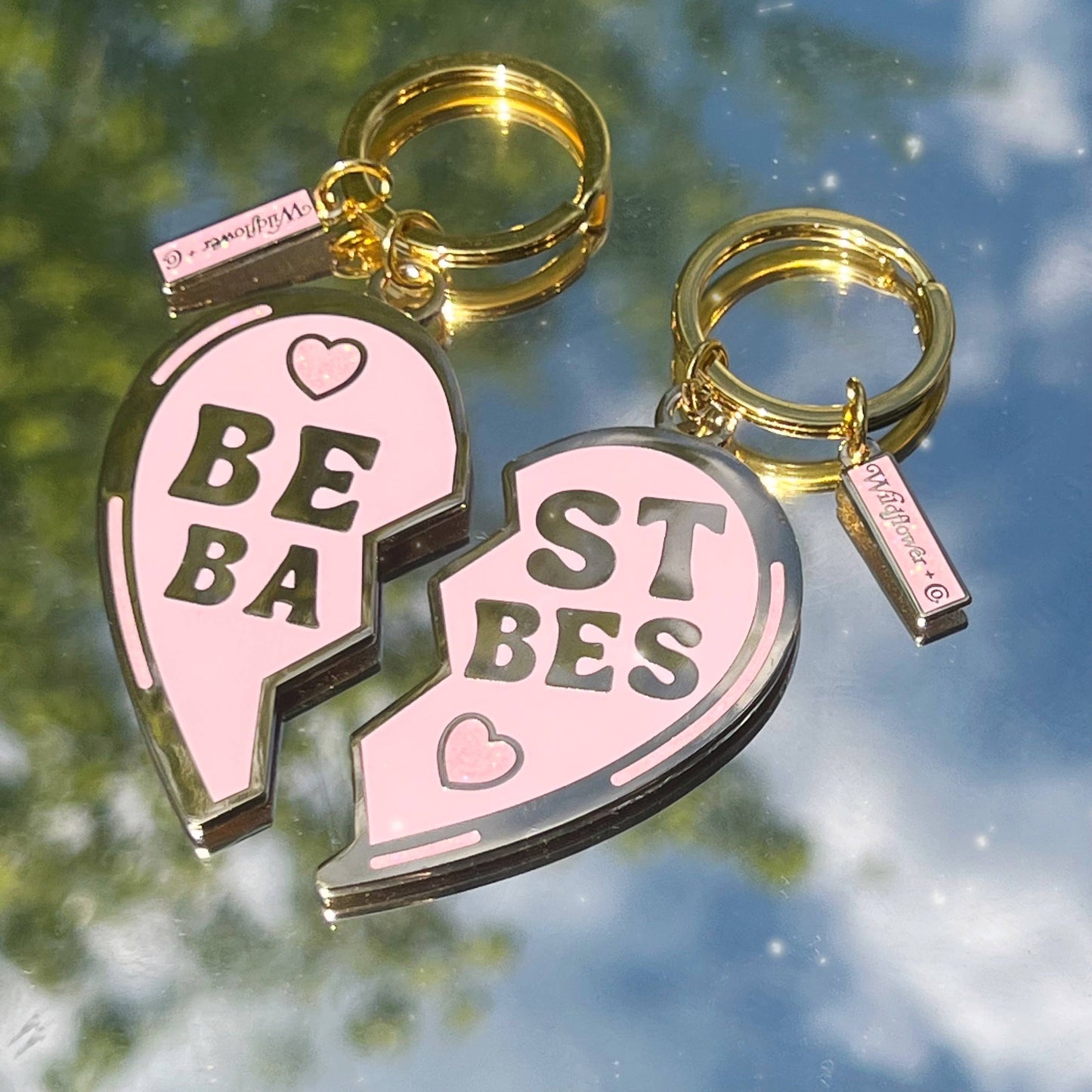 Best Babes Split Heart Keychain