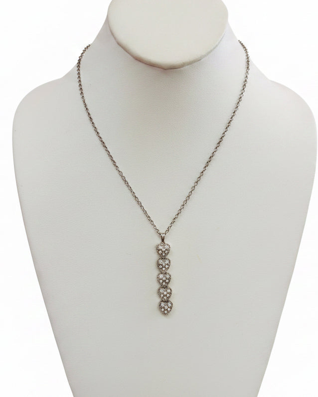Cascading Pavé Heart Linear Pendant Necklace
