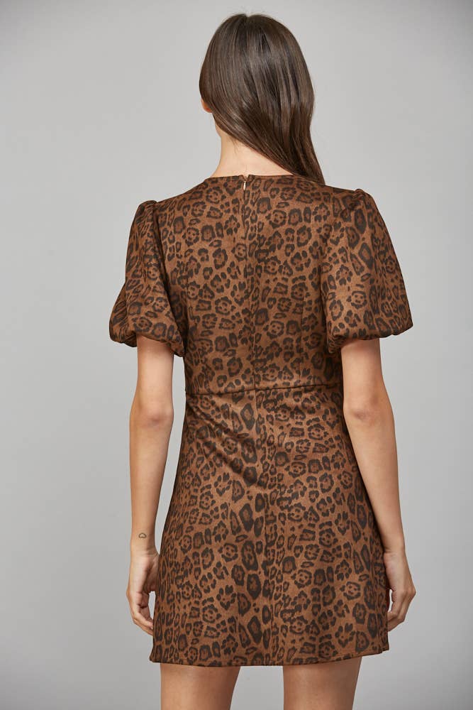 Animal Print Suede Bow Dress