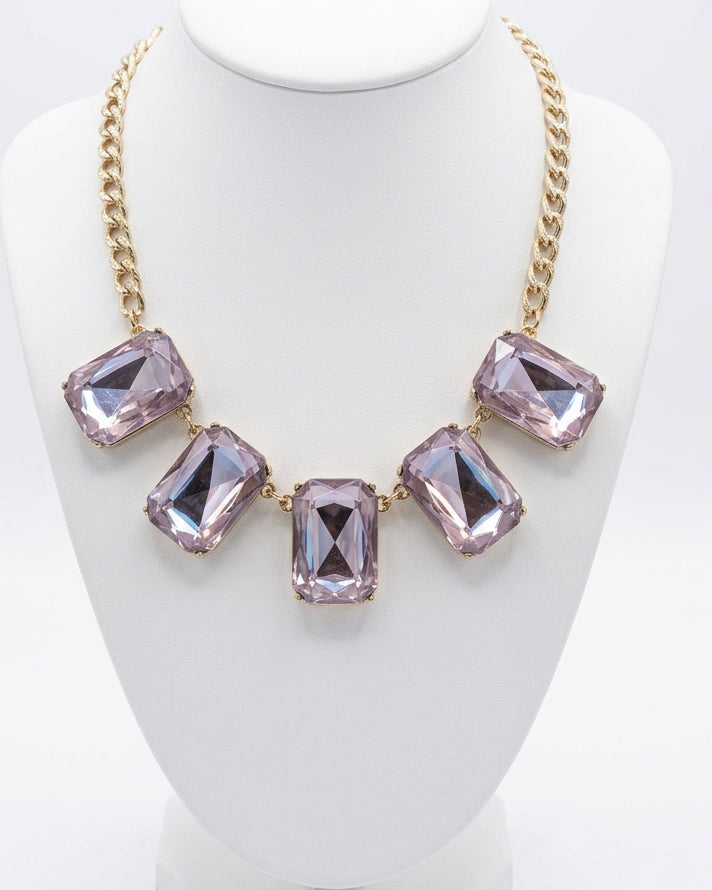 Amethyst Rectangle Crystal Necklace